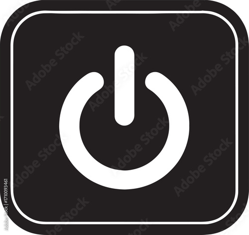 Power Button Symbol on Black Rounded Square – Technology Icon