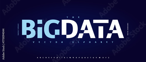 Futuristic geometric cutout alphabet, bold sans serif font, cyber digital display typeface for UI, finance medical science tech logo and headline, ultra modern typographic design. Vector typeset.