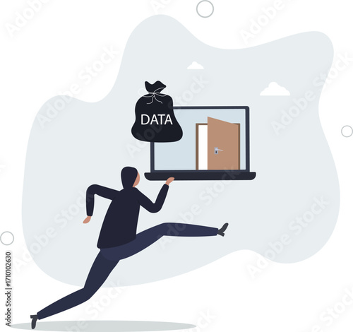 Computer hacker, cyber security, online ransomware or malware to steal personal data from computer.life and employment of people.