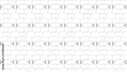 Repeating Pattern of Black Dots on Stylized Brick Outline Background Keywords: pattern, black dots, outline, brick