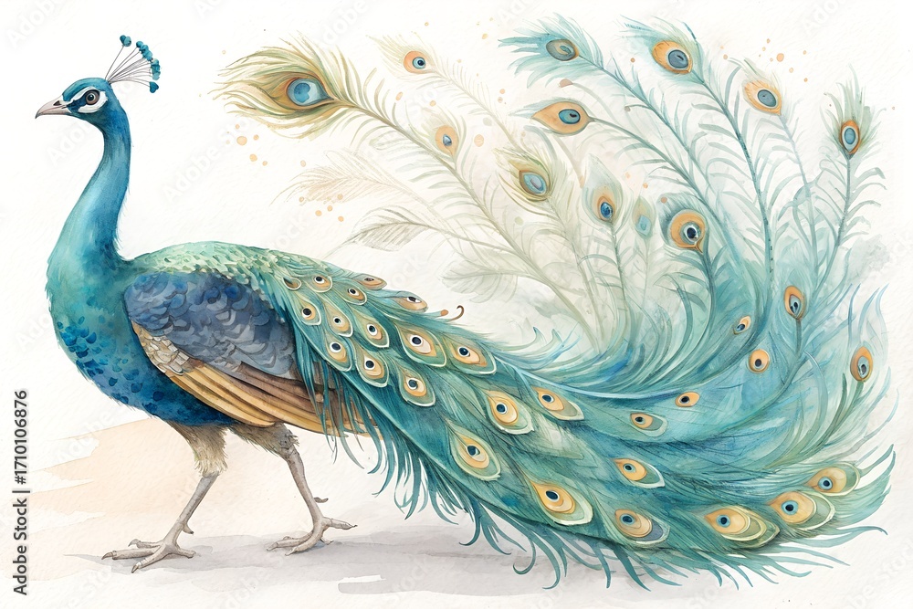 Fototapeta premium peacock on white background