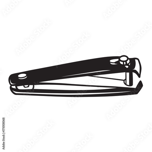 black and white silhouette of nail clippers vector on white background