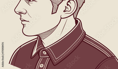 Closeup of shirt collar detailed picture maroon