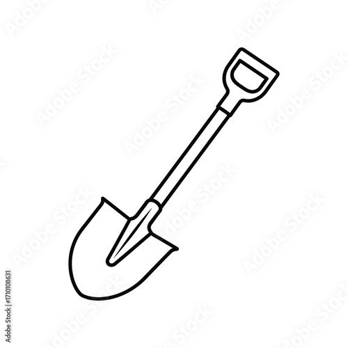 Illustration of a shovel, a tool used for digging and moving materials, isolated on white background perfect for gardening and construction projects