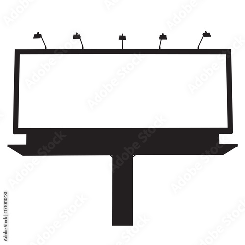 black and white silhouette of billboard vector on white background