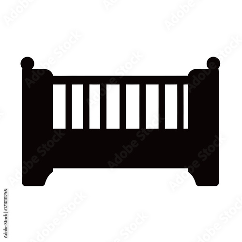 black and white silhouette of a cot vector on a white background