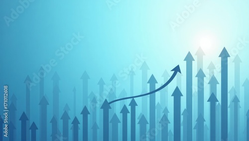 Upward Arrows on Blue Background – Business Growth and Progress Concept