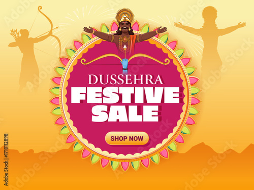 Dussehra Festive Sale promotion banner and poster background for festival season