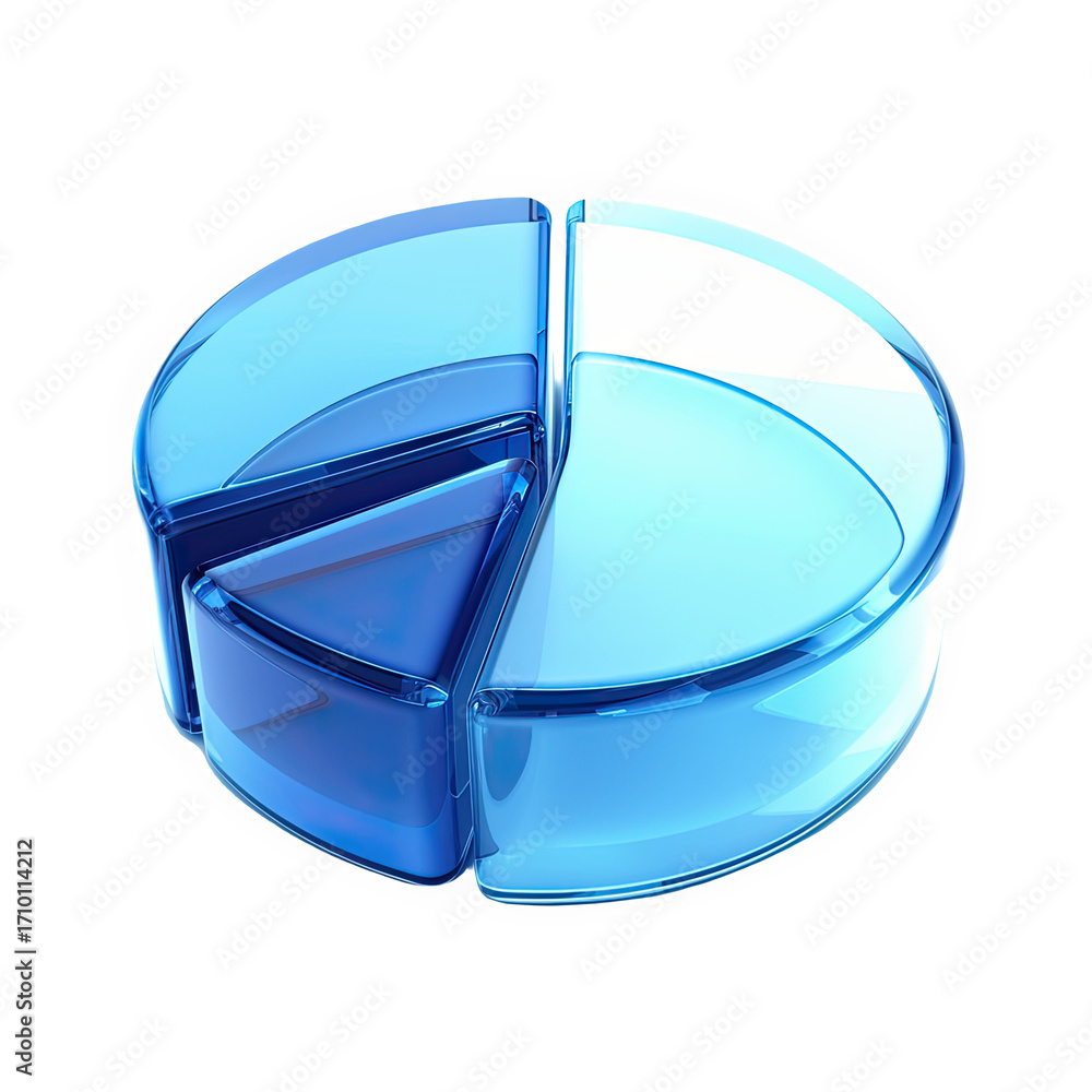 Fototapeta premium An elegant, isolated blue glass container holds a transparent liquid with beautiful reflection