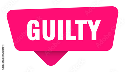 guilty magenta sticker isolated on transpatent background. guilty sign
