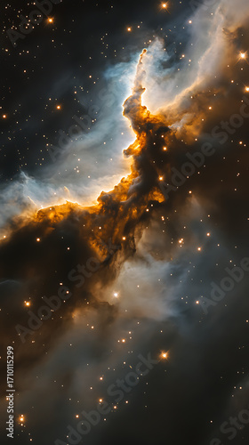 Majestic space nebula showcasing glowing dust and bright stars high resolution picture