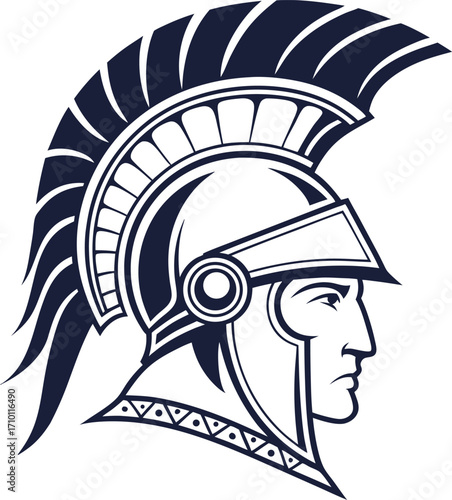 Illustration of a spartan helmet, embodying strength and ancient greek military tradition