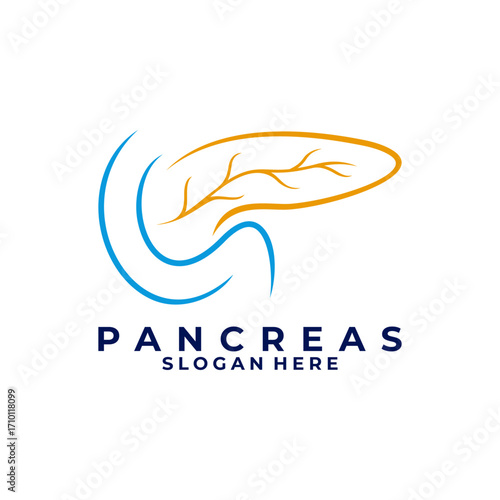 Pancreas line art logo design icon vector template