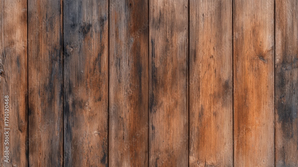 Fototapeta premium Close-up view of rustic wooden planks showcasing natural textures and colors, ideal for backgrounds