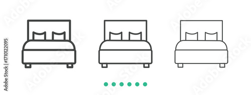 Double bed icon. Thin line icon vector