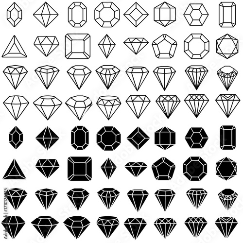 Diamond icon vector set. Gem illustration sign collection. sapphire symbol. precious logo. jewels web icon.
