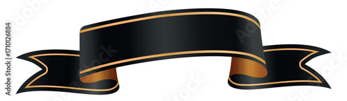 A black banner with gold border on white background is perfect for displaying text or message. This elegant design element is ideal for certificates, invitations, website headers, any other projects