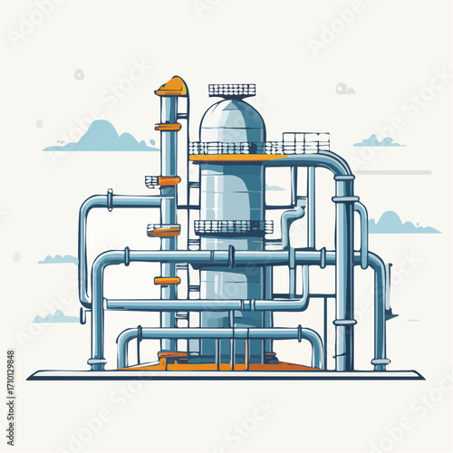 Industrial Pixel Art Refinery Illustration