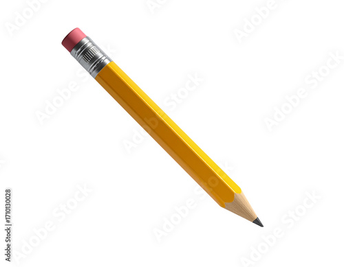  Minimalist Floating Yellow Pencil with Eraser PNG
