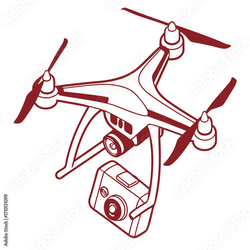 Drone with Camera Aerial Photography and Videography Concept