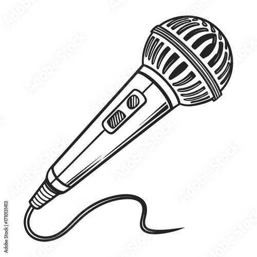 Classic Microphone Illustration for Performances and Recordings