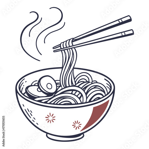 Delicious Ramen Bowl with Chopsticks A Vector Illustration