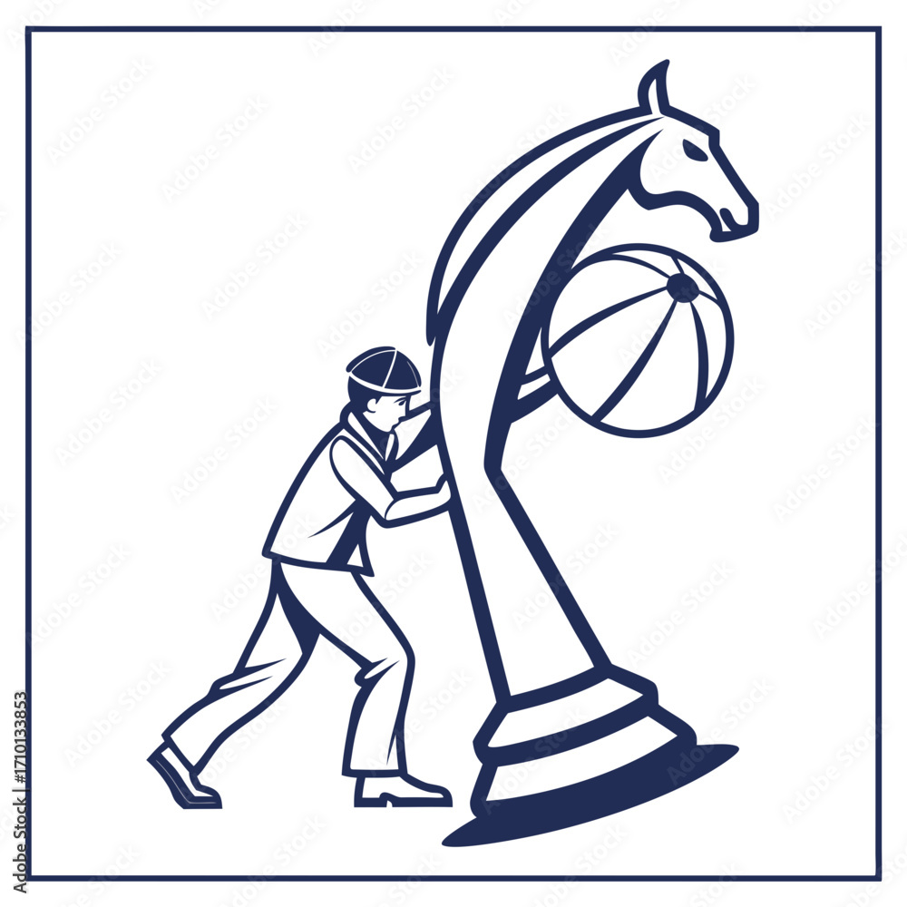 Fototapeta premium Strategic Push Engineering Success with a Chess Piece