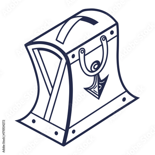 Isometric Illustration of an Antique Chest