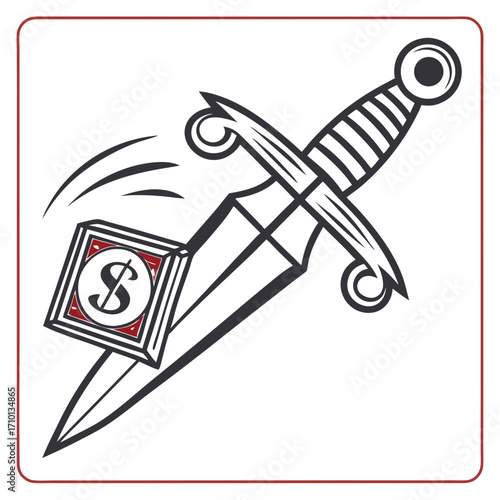 Financial Cut Depicting Economic Risk and Damage with Dagger