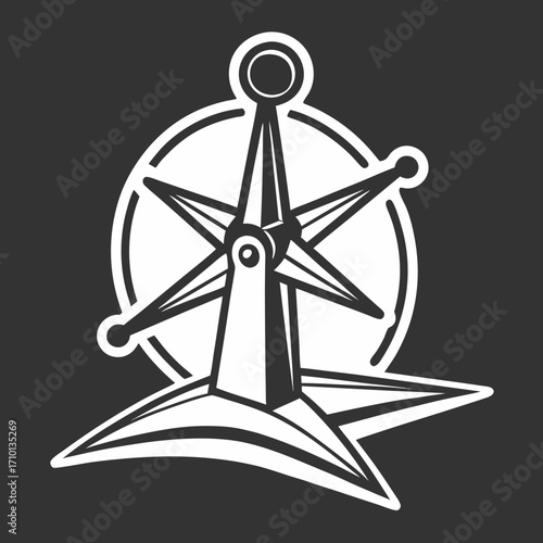 Creative compass design for navigation and direction symbol