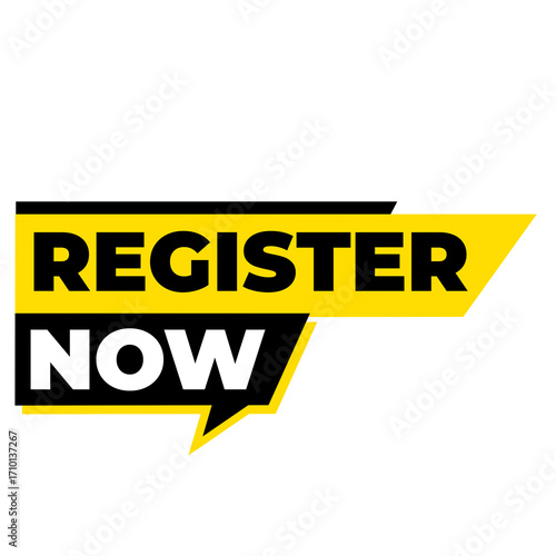 REGISTER NOW png, yellow colour label, membership icon, account digital layout, modern clean design