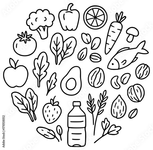 Seamless pattern with food icons