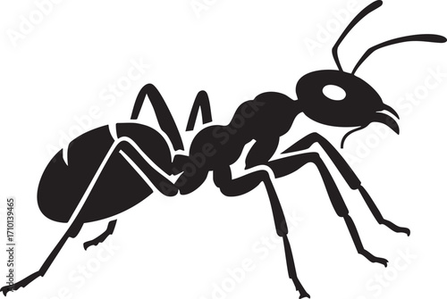Powerful Black Ant Silhouette A Bold Insect Illustration
