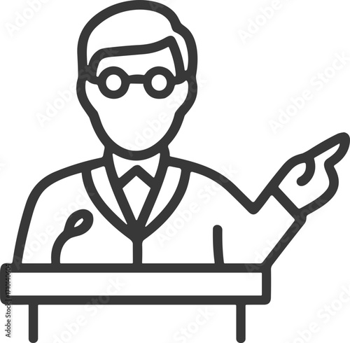 Public speaker or lecturer at podium icon