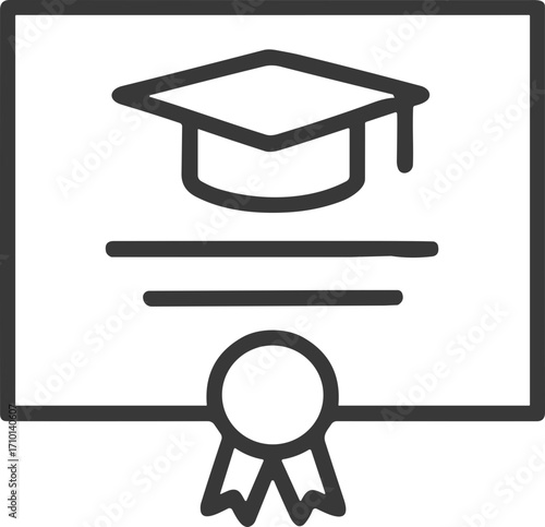 Graduation diploma certificate with cap icon