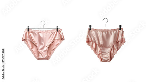 Pink satin panties on hanger on transparent background png