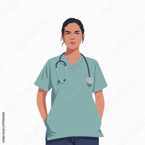 Doctor Character Illustration Explaining with Stethoscope in Hand
