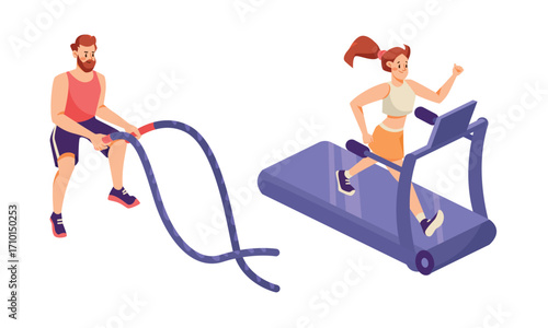 Dynamic Fitness Training A Challenging Workout Routine Utilizing Battling Ropes and Treadmill