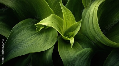 Abstract green textures blending with nature, evoking an environmental and serene mood.