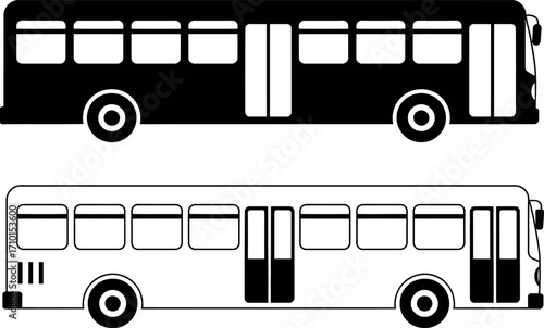 Black and white bus vector graphics for transport and travel related designs