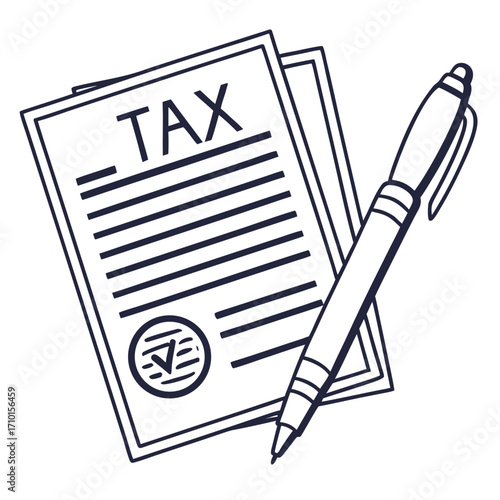 Outline icon of a tax document with a pen