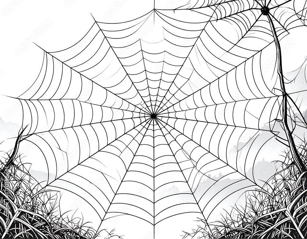 Obraz premium Spooky spiderweb in grass