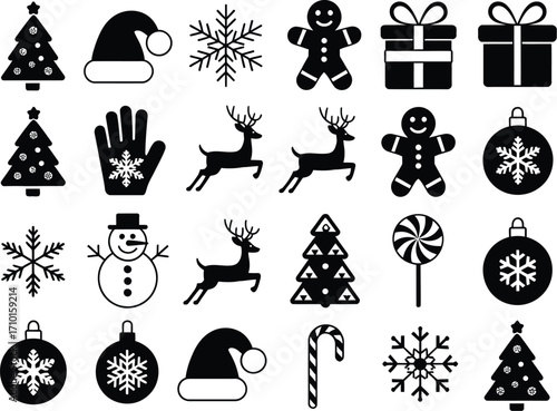 Festive collection of classic Christmas icons and symbols