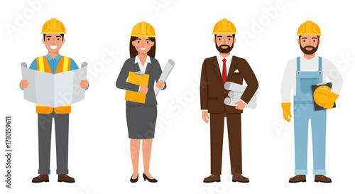 various types of architect clothing, vector illustration