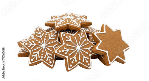 Isolated star shaped gingerbread cookies