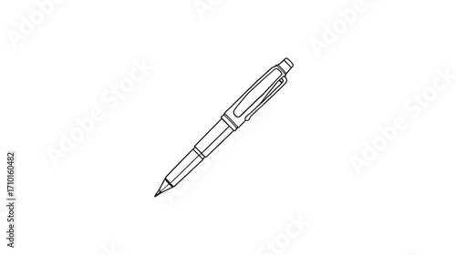 Simple outline drawing of a classic writing pen. Vector illustration icon for school or office