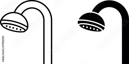 Modern shower head design in black and white minimalist style