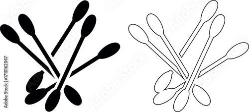 Stylized cotton swab illustration in black and white for medical use