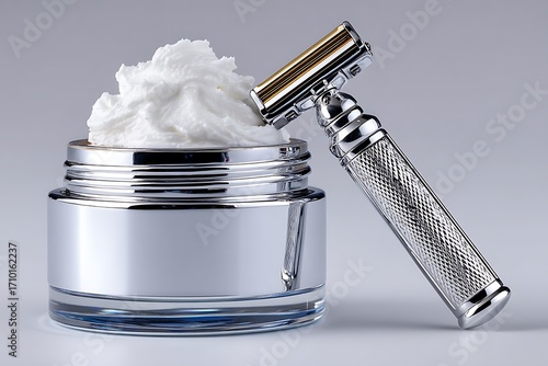 Elegant shaving brush and razor high resolution picture