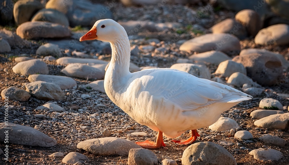 Obraz premium white goose on a stony ground